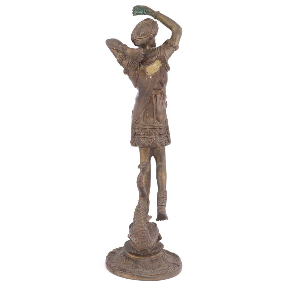 Bronze Fisherman Standing with One Leg on the Fish