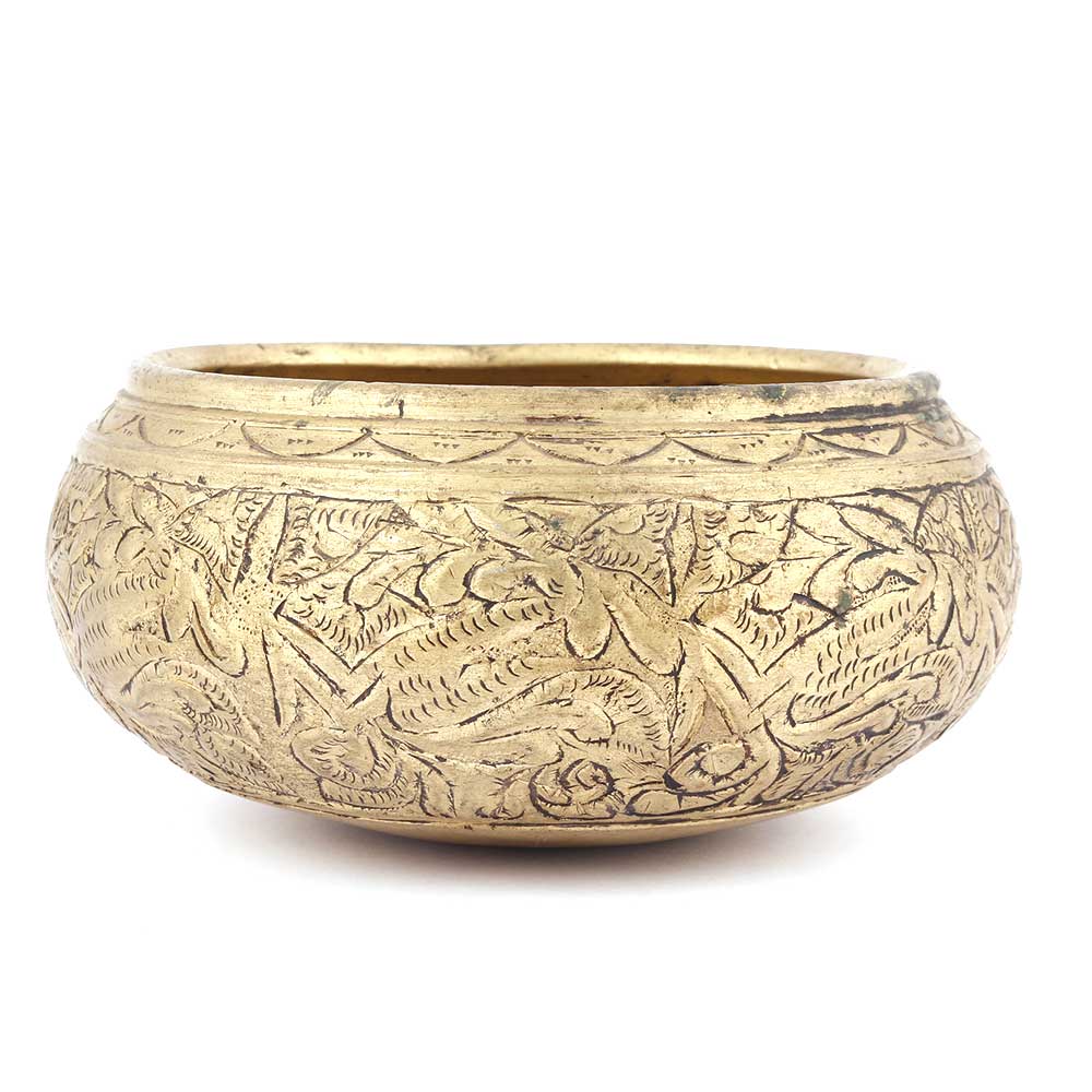 Brass Floral Engraved Pot