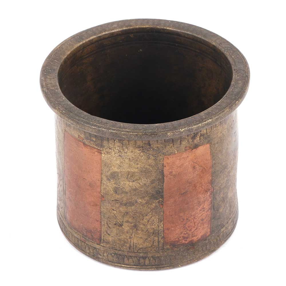Bronze Charnamrita Cup With Faded Engraving