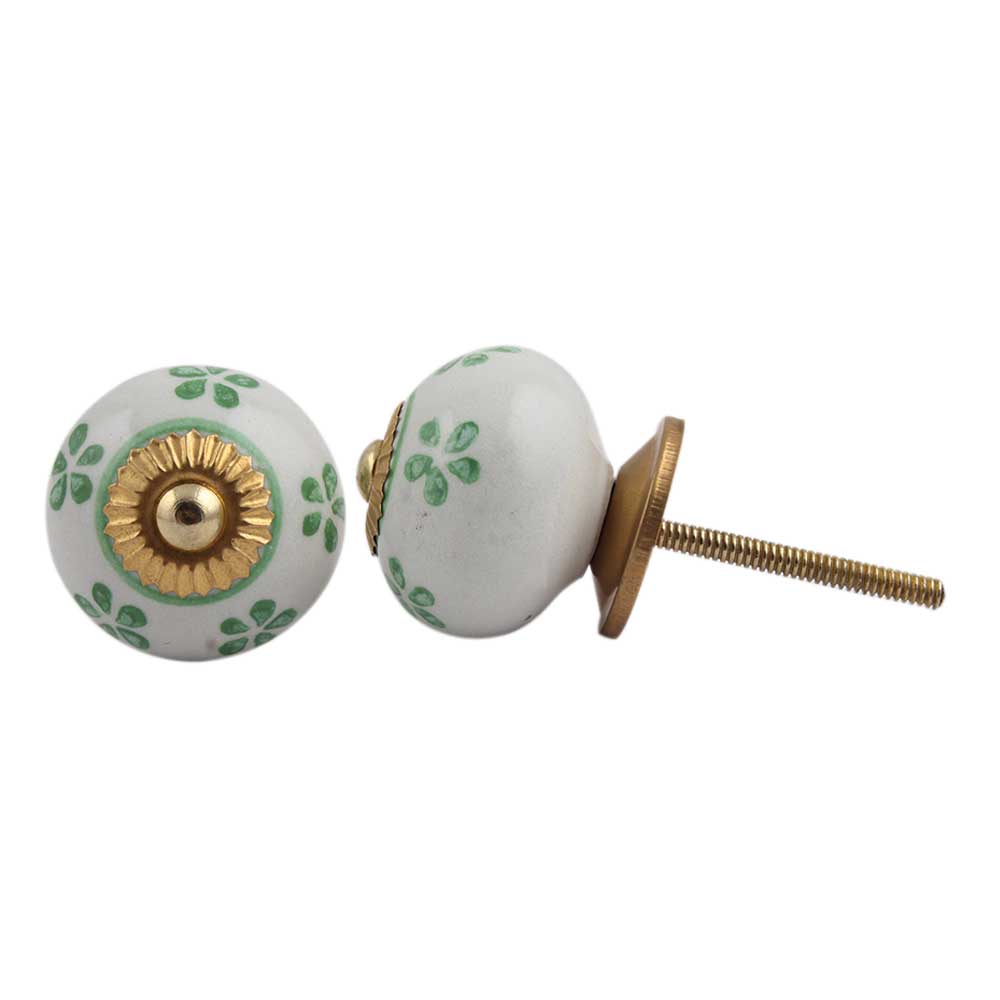 Sage Green Floral Knob