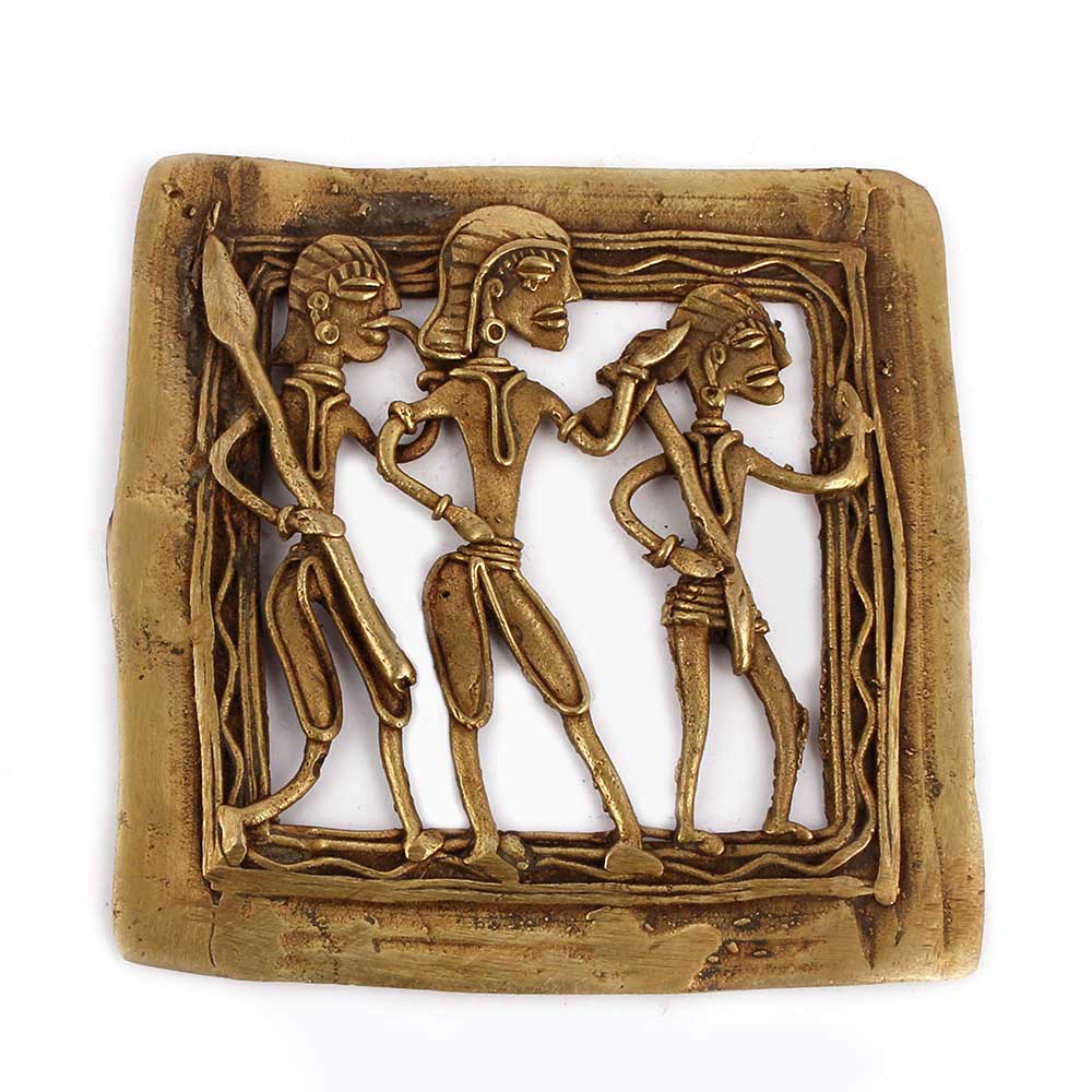 Bronze Dhokra Wall Art Hanging Tribal People Doing Daily Base Activities