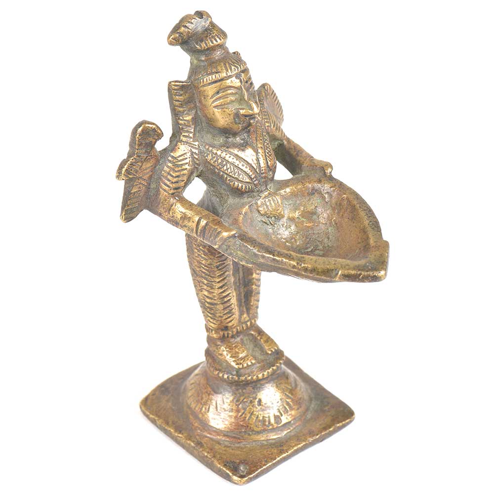 Brass Oil Lamp Lady Holding A Diya In Her Hand