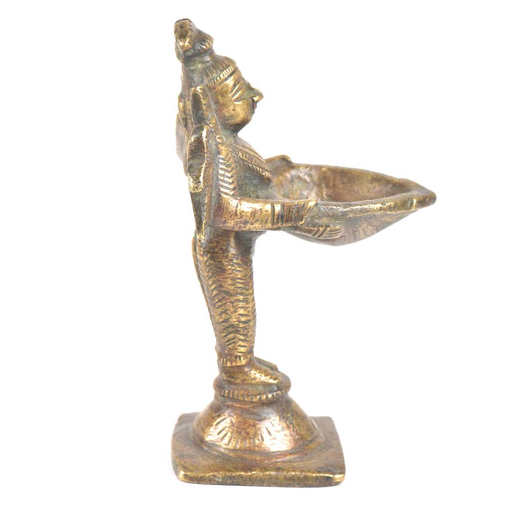 Brass Oil Lamp Lady Holding A Diya In Her Hand