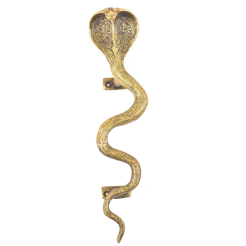 Brass Cobra Snake Handle With Fine Engravings