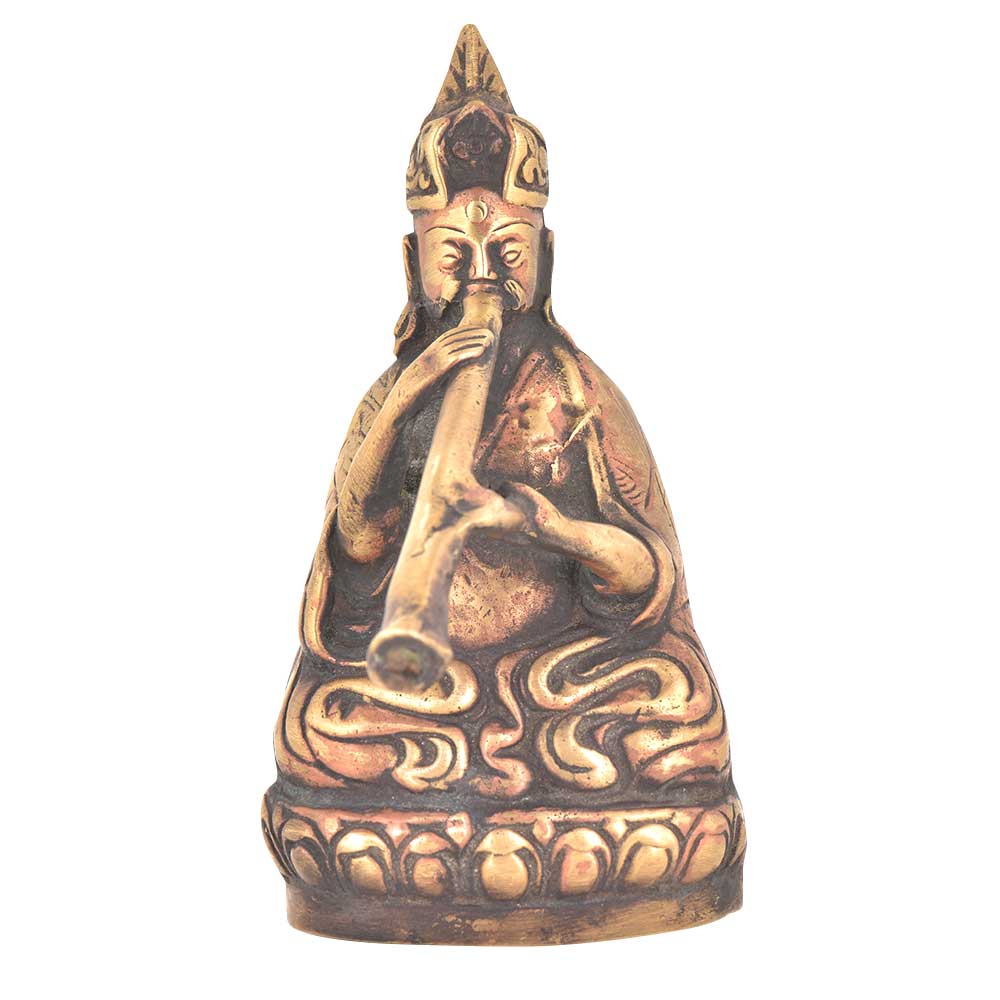 Bronze Nepalese Musician Sitting With A Gyaling