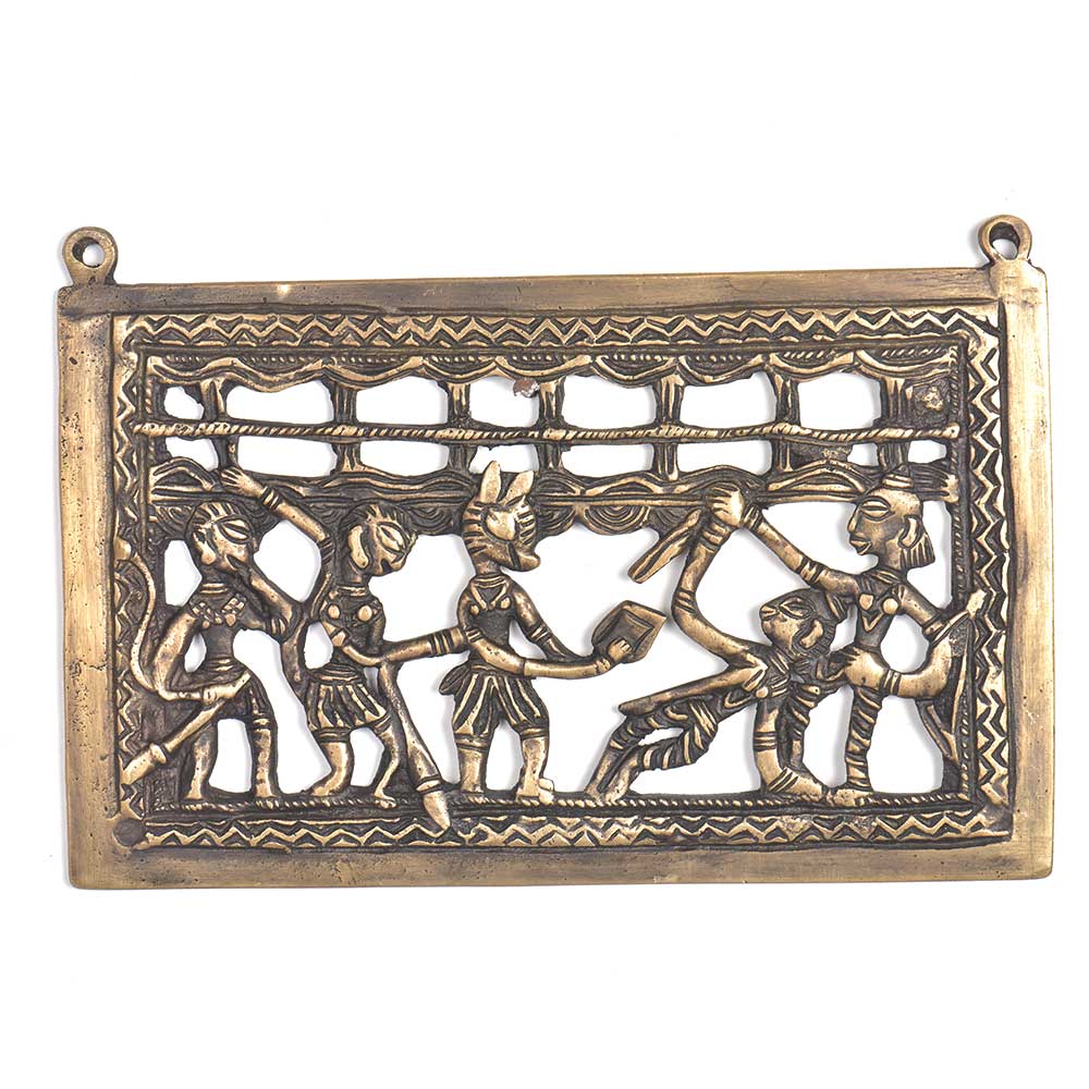 Bronze Tribal Art Wall Hanging Consisting of 5 Tribal People
