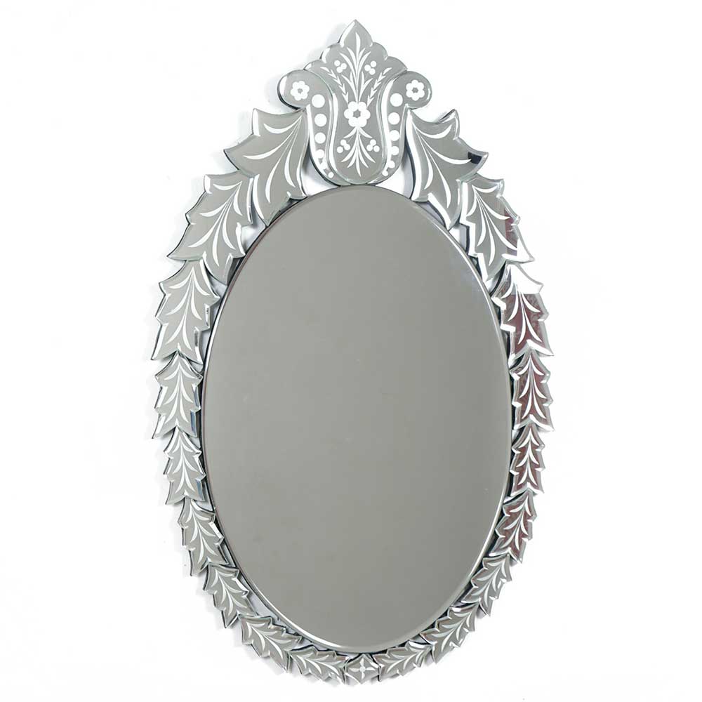 Oval Leafy Design Decorative Mirror
