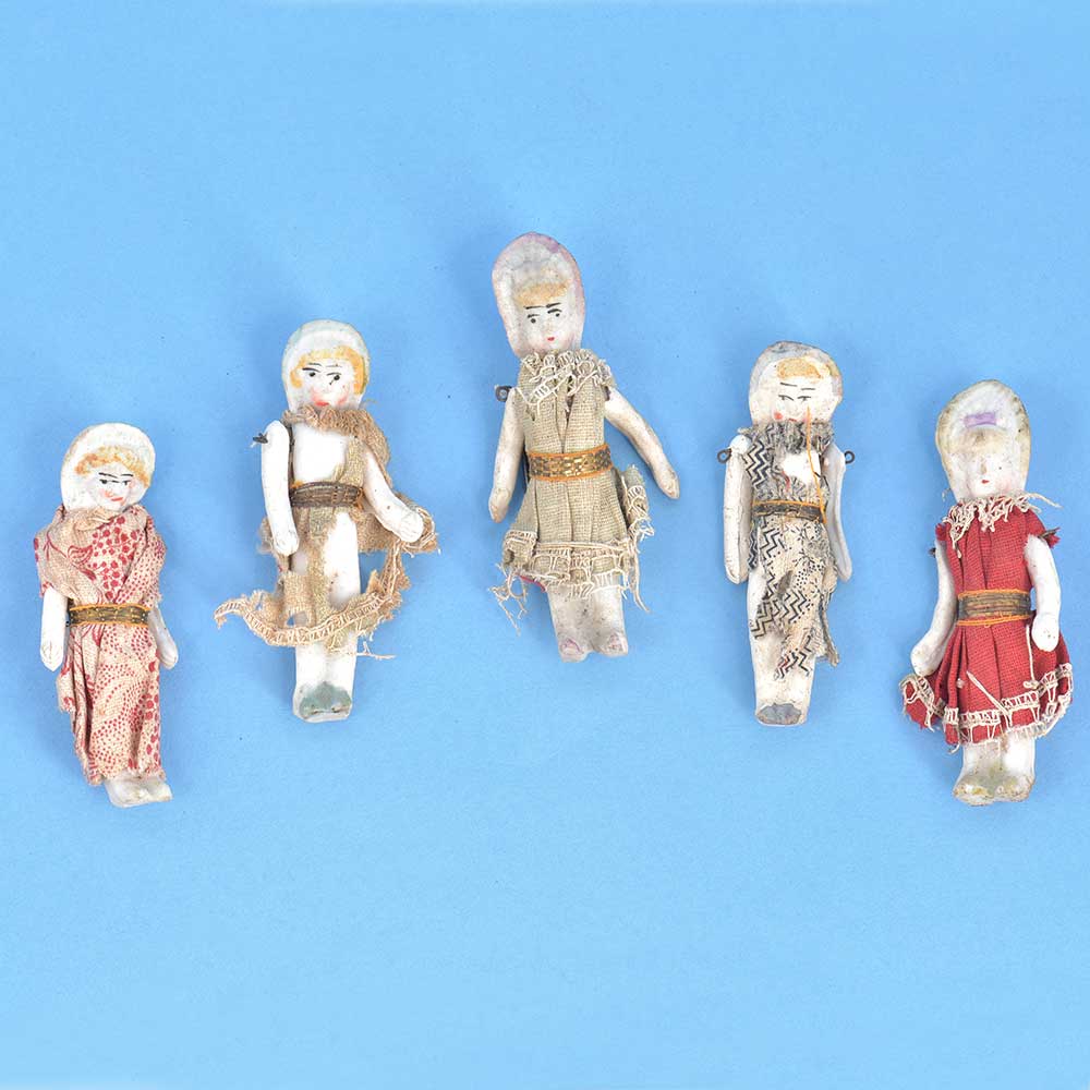 Old Handmade Porcelain Girls Figurines Set Of 5