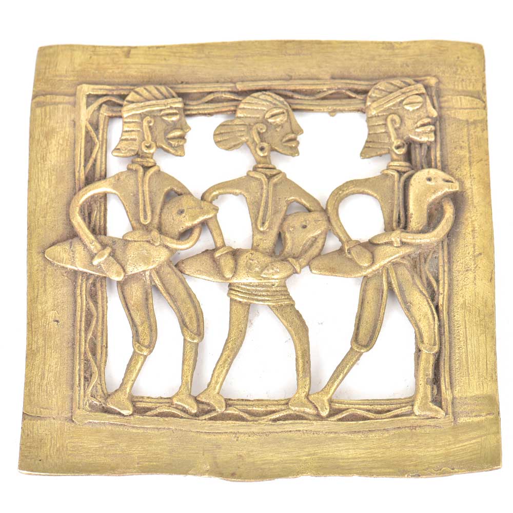 Brass Dhokra Tribal Art Wall Frame Square Shape
