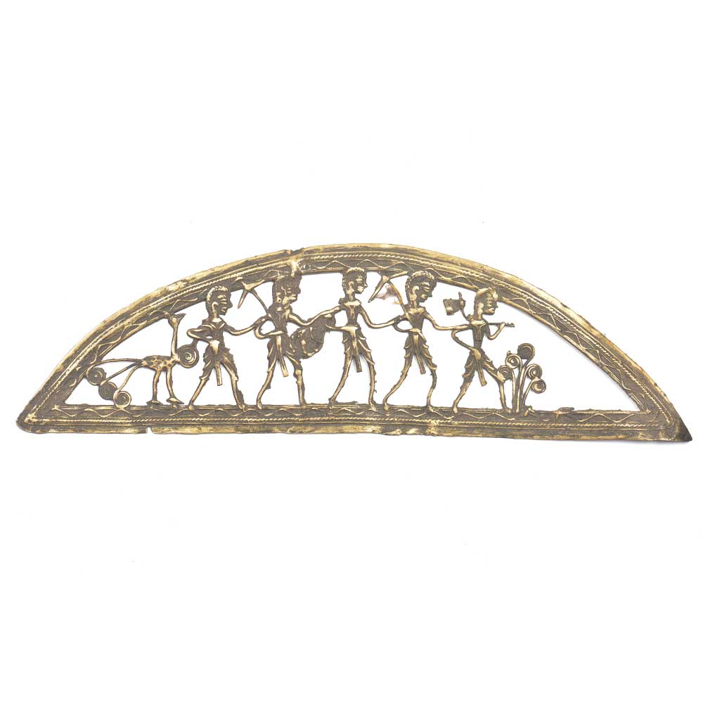 Brass Tribal Farmers In Inverted Boat Wall Art