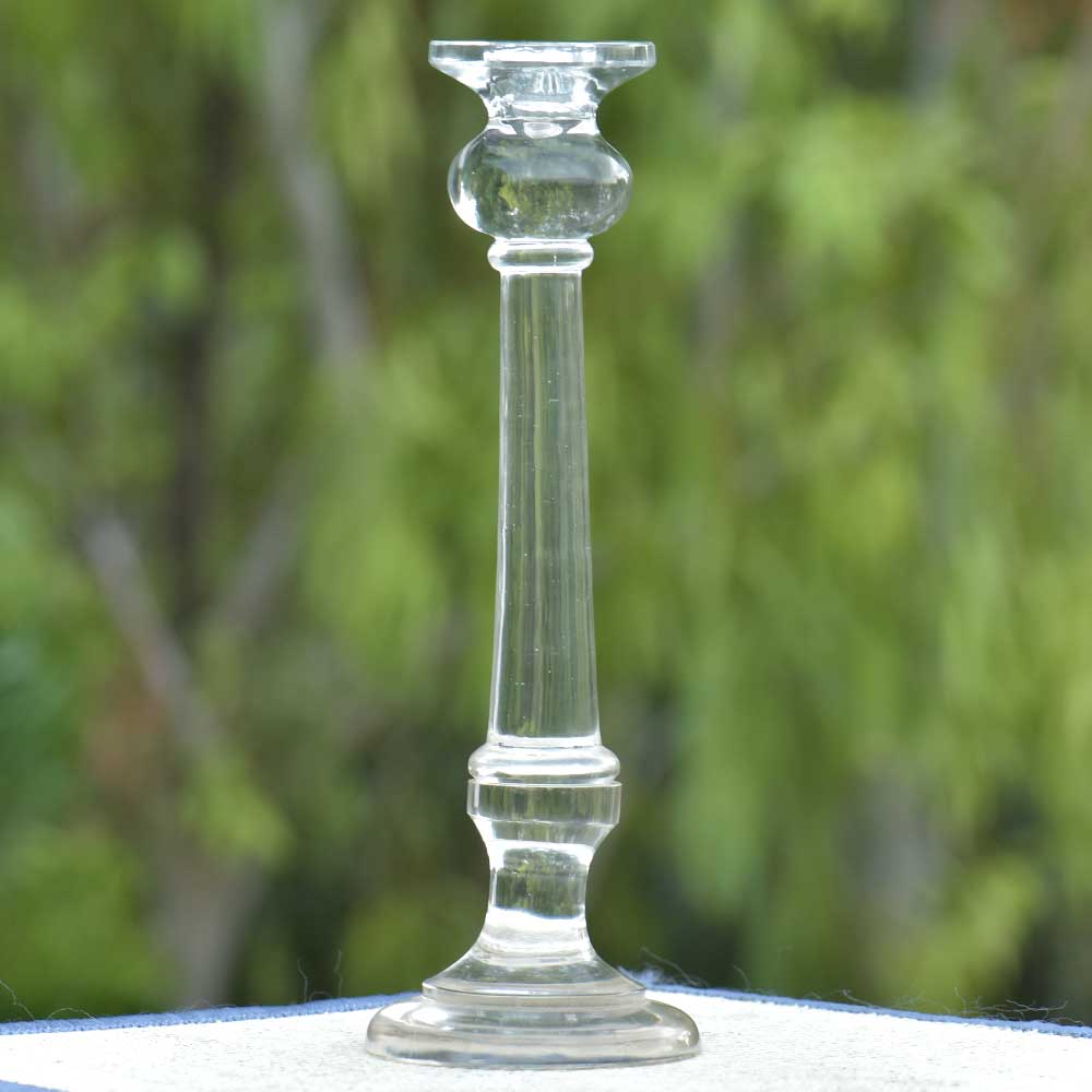 Long Glass Candle Holder With Round Base