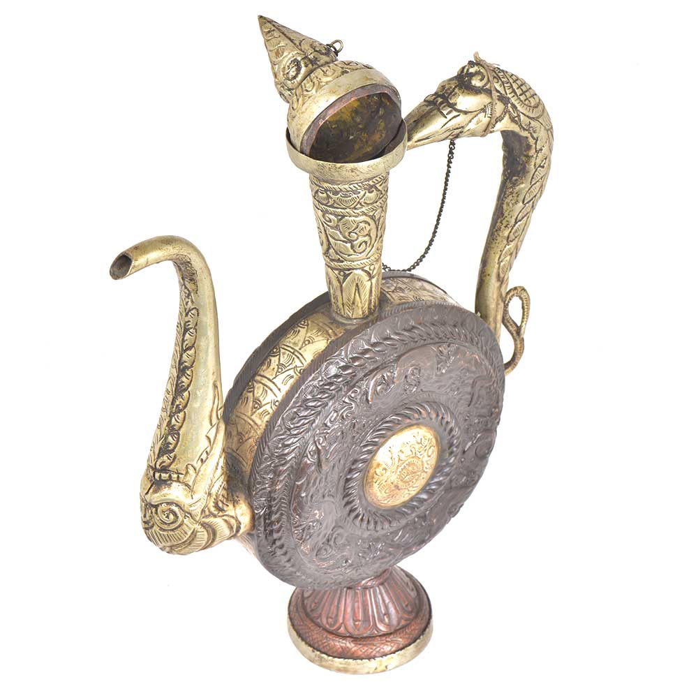 Vintage Copper With Brass Embossed Design Surai Wine Tea Pot