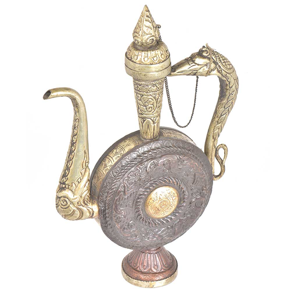 Vintage Copper With Brass Embossed Design Surai Wine Tea Pot