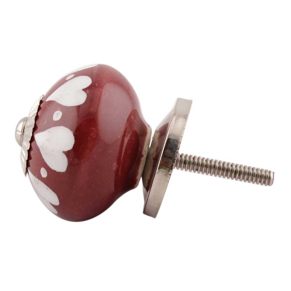 Cherry And White Heart Ceramic Drawer Knobs Online