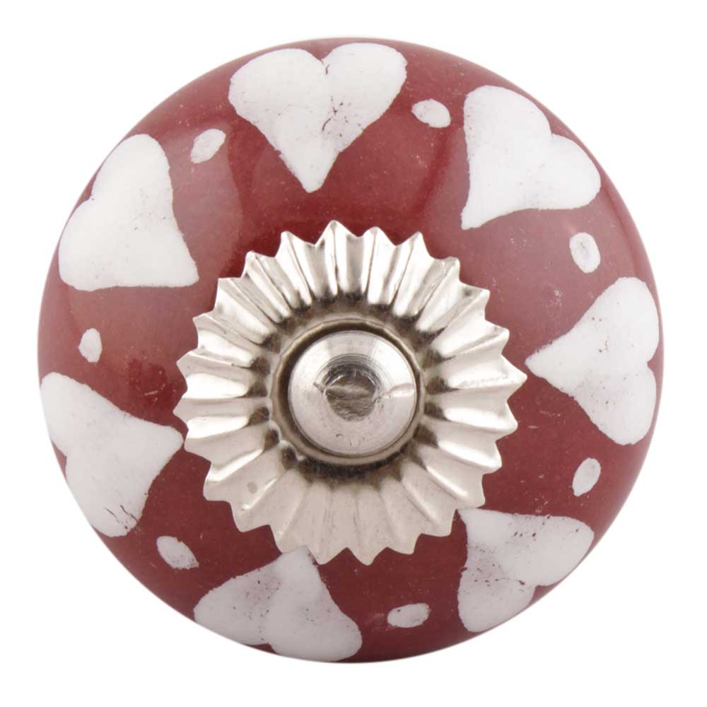Cherry And White Heart Ceramic Drawer Knobs Online