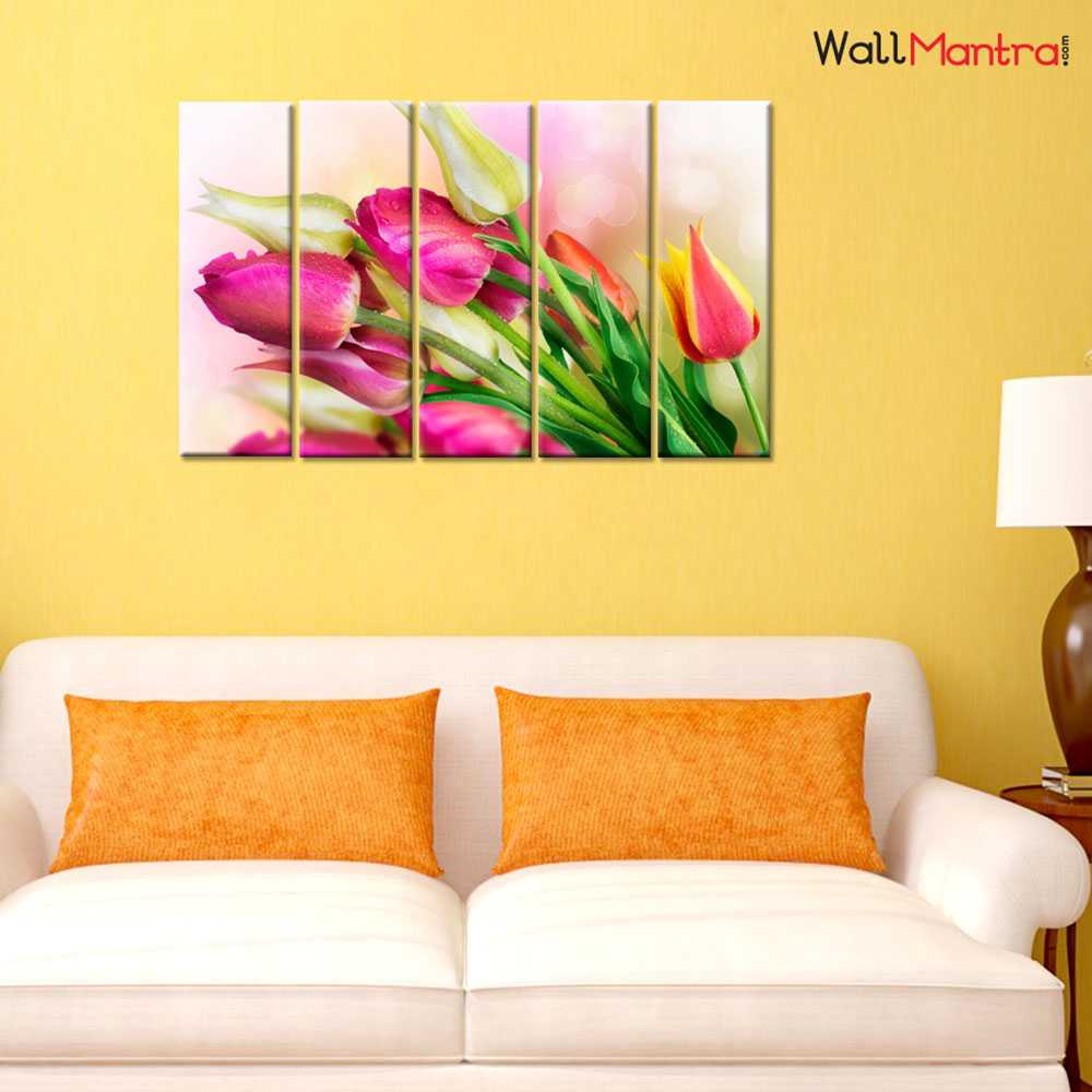 Nature Tulips Premium Quality Canvas Wall Hanging