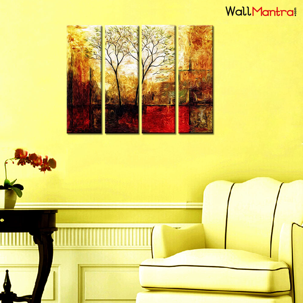 Twin Trees Premium Quality Canvas Wall Hanging