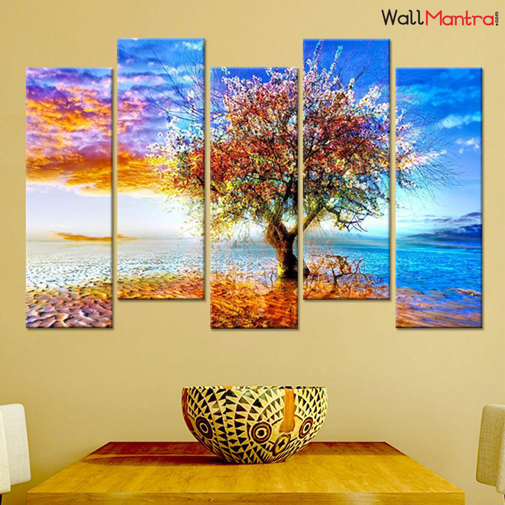 Abstract Color Tree Premium Quality Canvas Wall Hanging