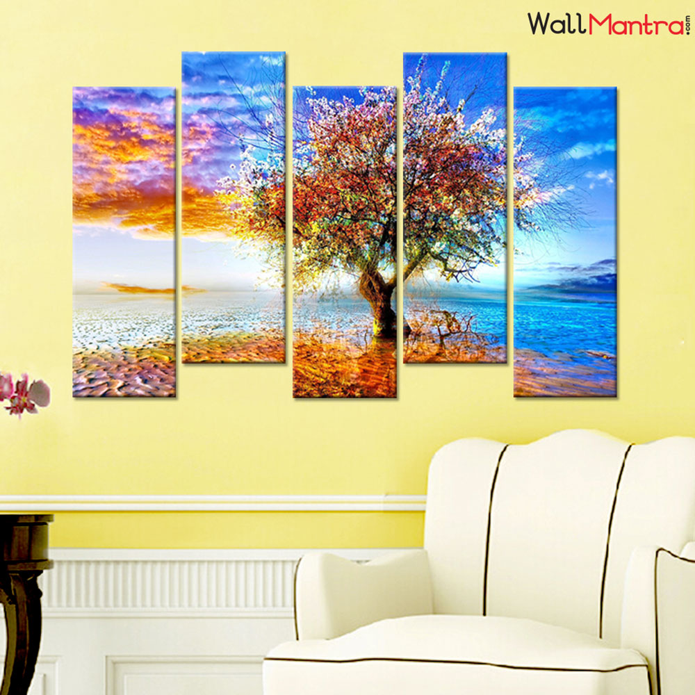 Abstract Color Tree Premium Quality Canvas Wall Hanging