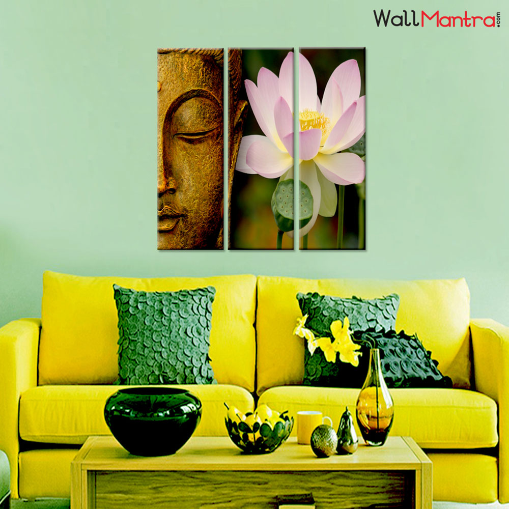 Buddha & Lotus Premium Quality Canvas Wall Hanging
