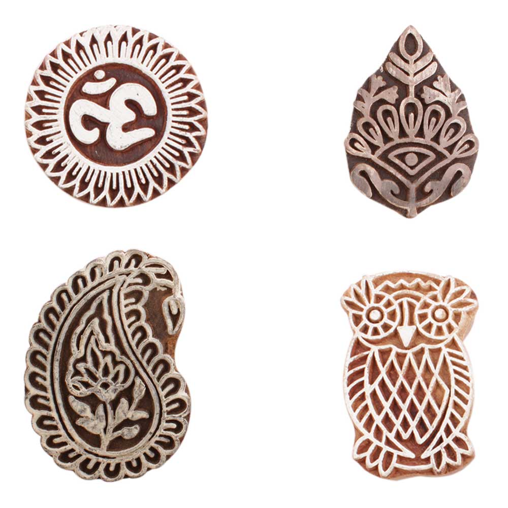 Set of 4 Piece New Mix Wooden Printing Block