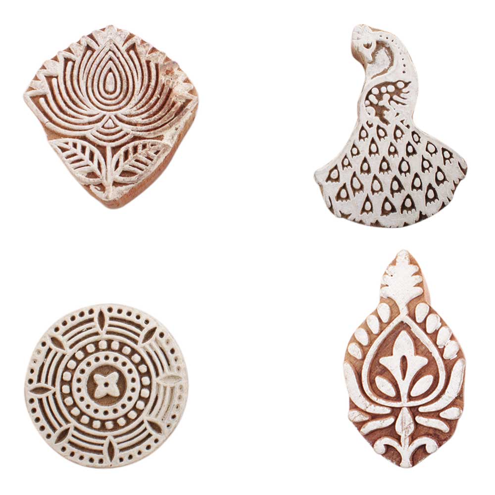 Set of 4 Piece New Mix Wooden Printing Block