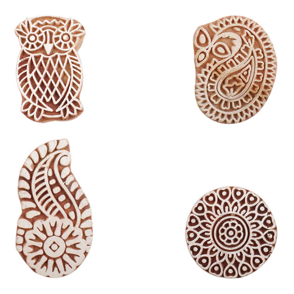 Set of 4 Piece New Mix Wooden Printing Block
