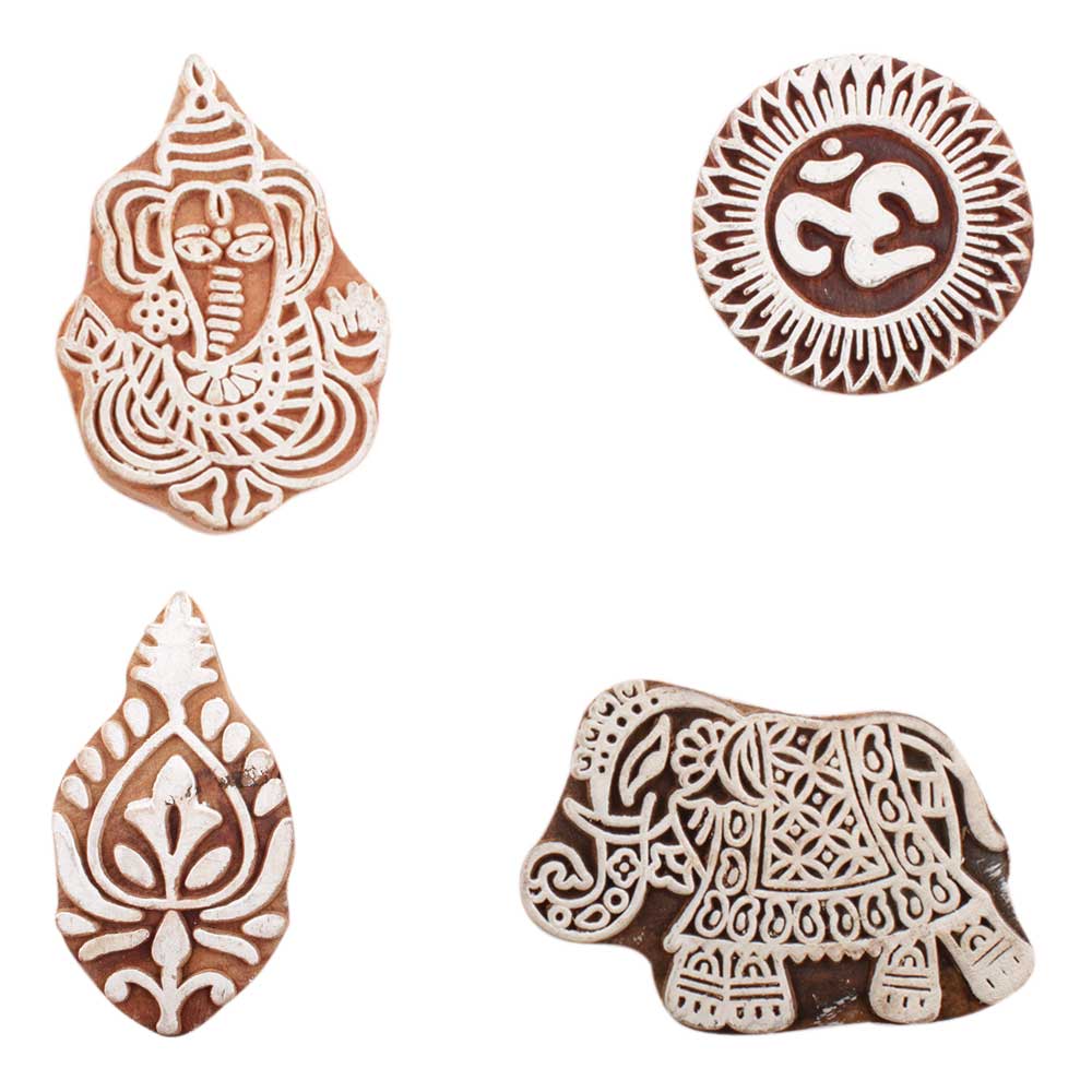 Set of 4 Piece New Mix Wooden Printing Block