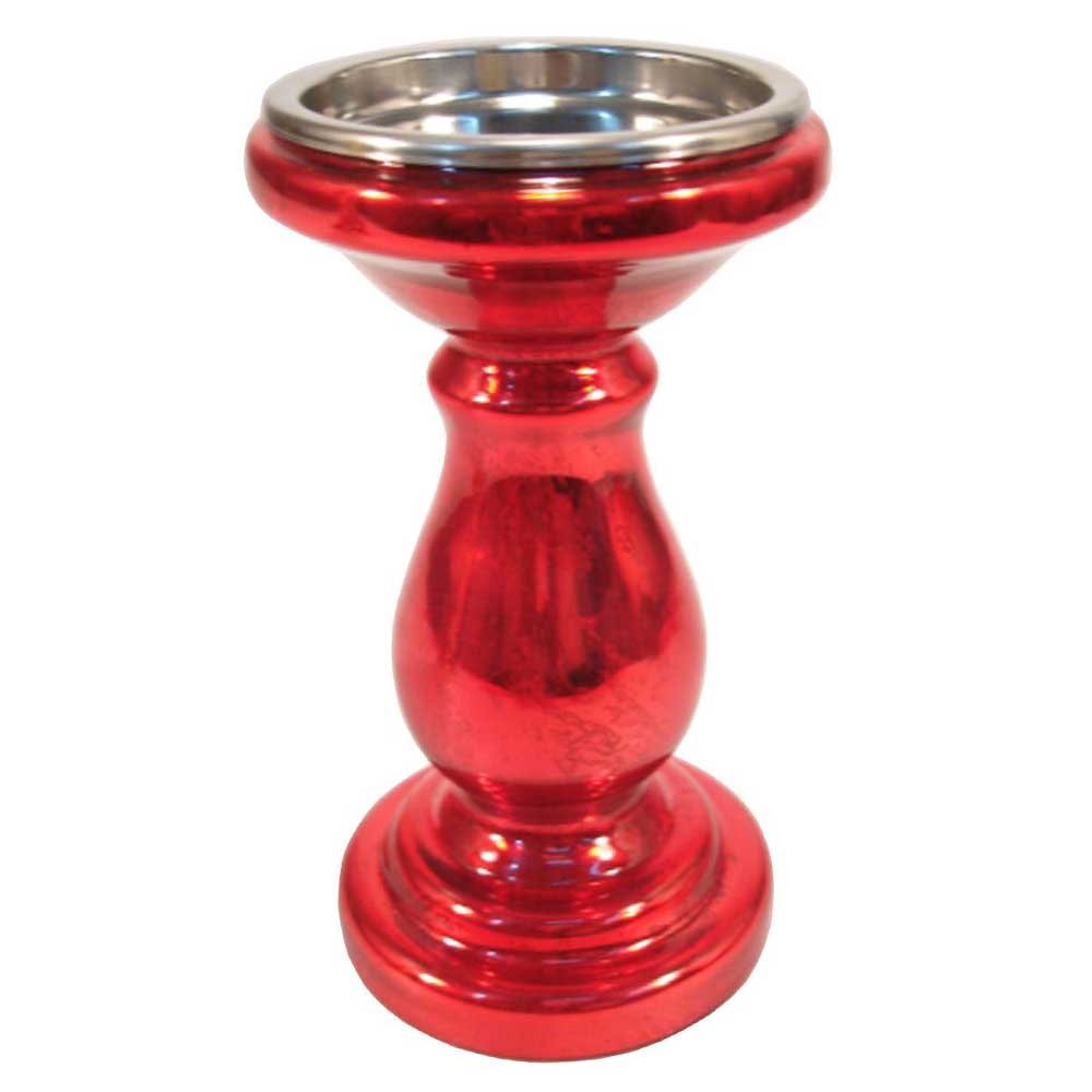 Glass Candle Holder In Red