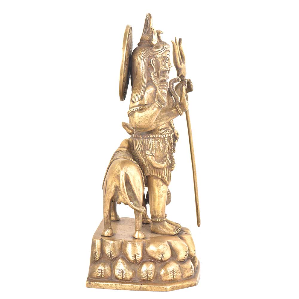 Brass Lord Shiva Standing Statue With Nandi