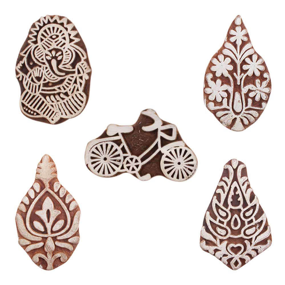 Set of 5 Piece New Mix Wooden Printing Blocks