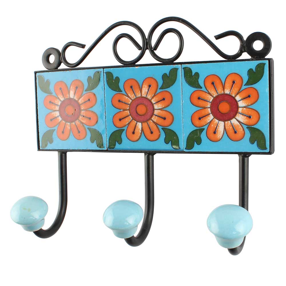 Hanging Hooks Decorative Ceramic Wall Hooks Mustard Flower Ceramic