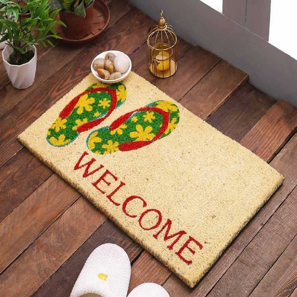 SWHF Premium Coir and Rubber Quirky Design Door and Floor Mat : Flip-Flop Welcome