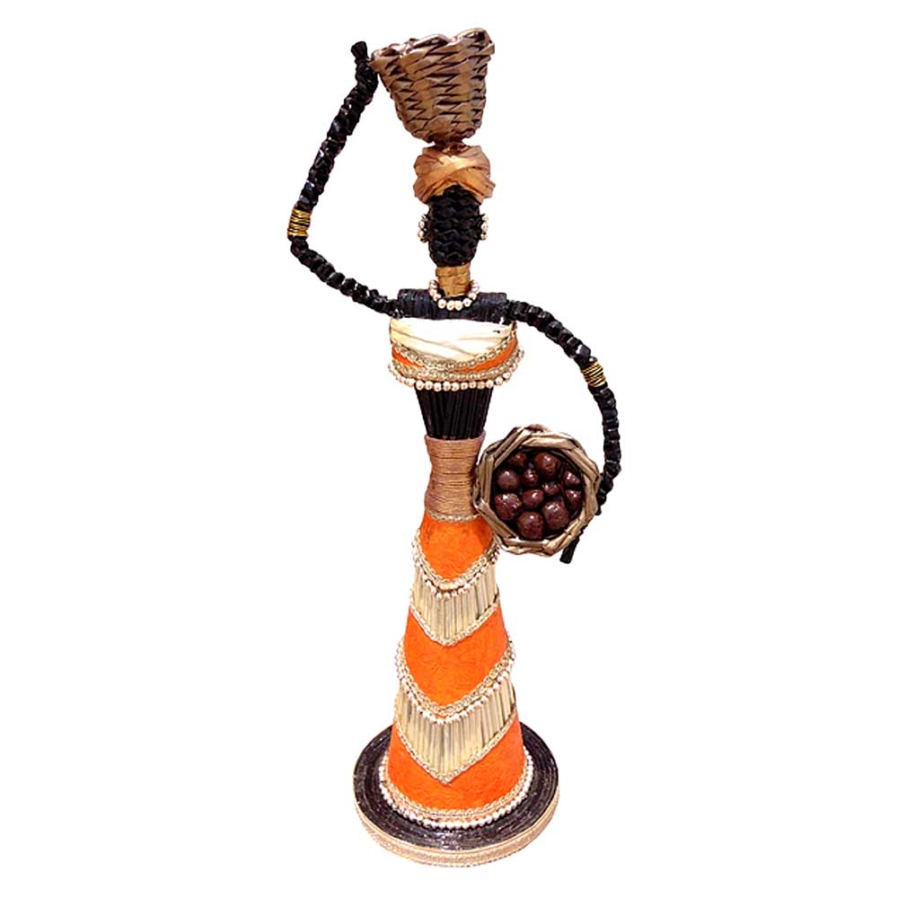 African Doll Showpiece In Orange