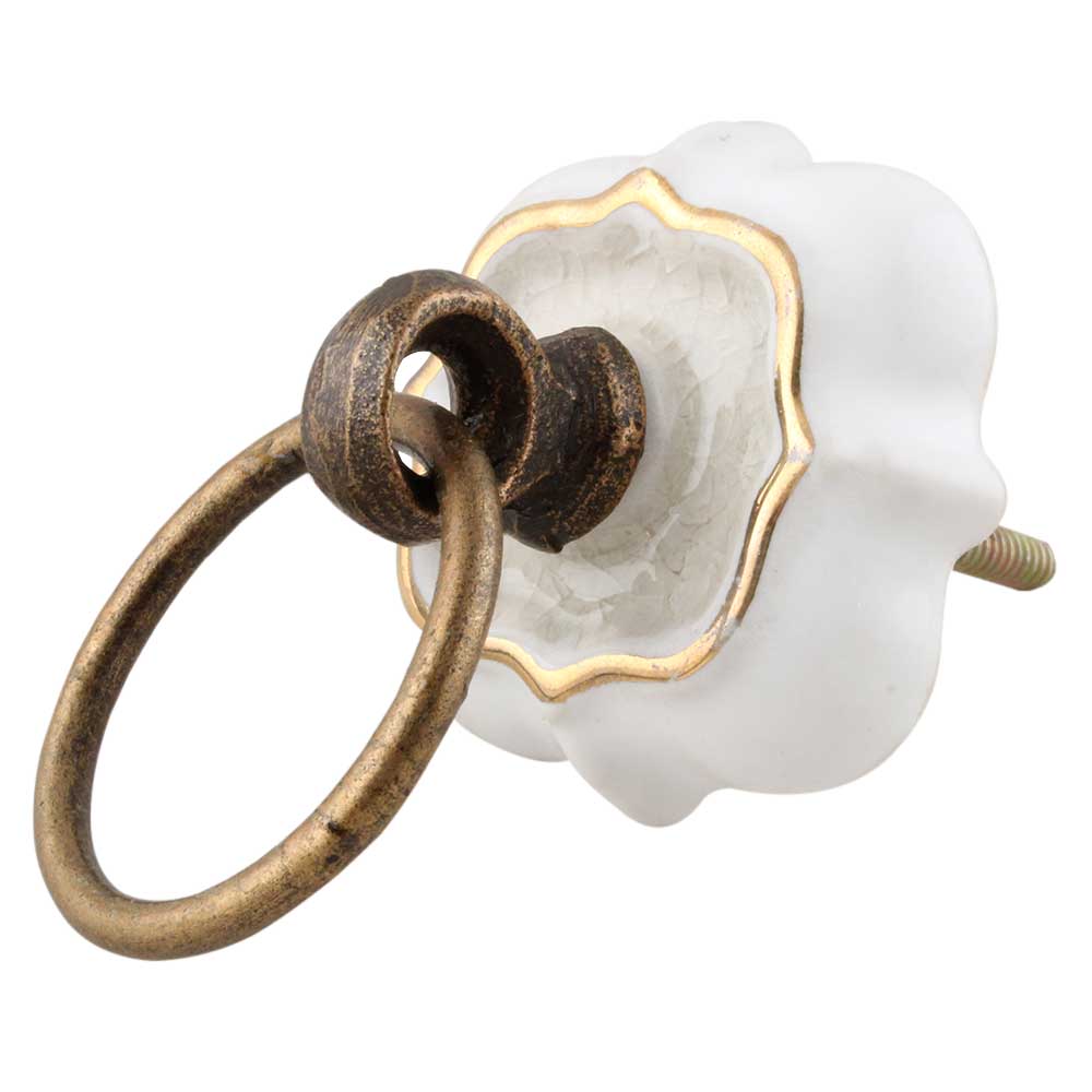 Cream Solid Gold Line Ceramic Dresser Knobs