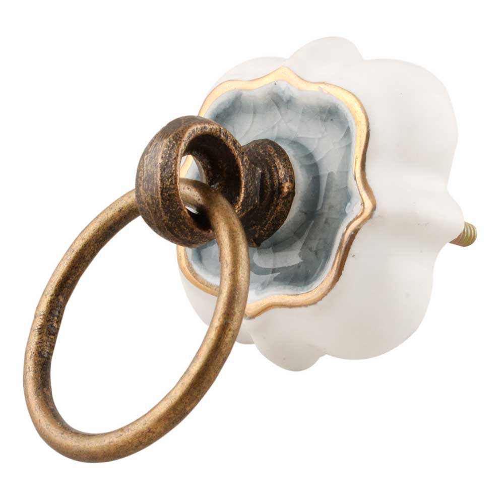 Grey Solid Gold Line Ceramic Knobs