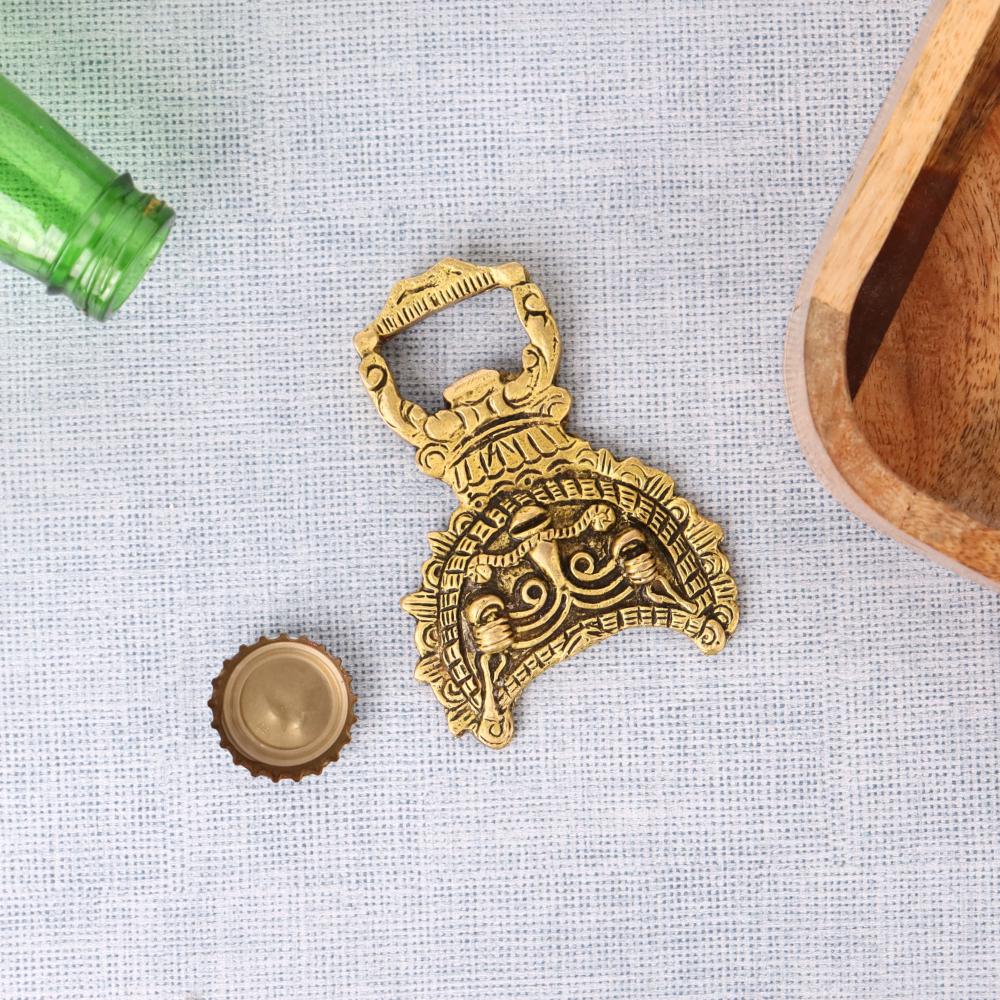 Brass Bottle Opener Tribal Mask