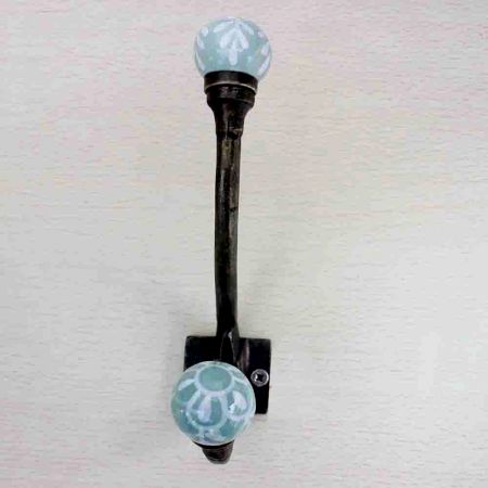 Sage Green Floral Iron Hook-EHG-13