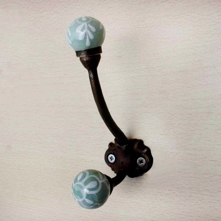 Sage Green Floral Iron Hook-EHG-13