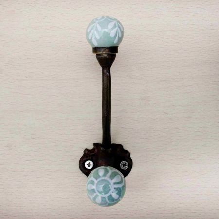 Sage Green Floral Iron Hook-EHG-13