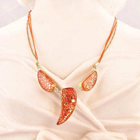Orange and Gold Beabed Necklace New Beautiful Jewellery 