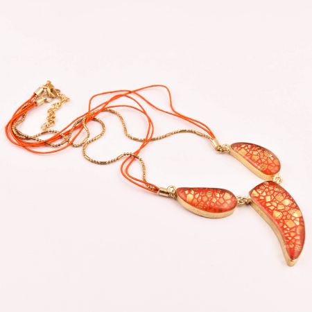 Orange and Gold Beabed Necklace New Beautiful Jewellery 
