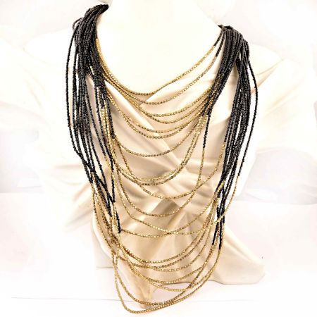 Golden Black Layered Necklace New Beautiful Jewellery