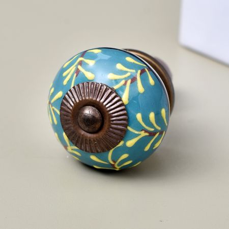 Yellow Leaf Ceramic Cabinet Knob