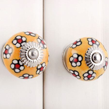 Yellow Tiny Flower Cabinet Knob