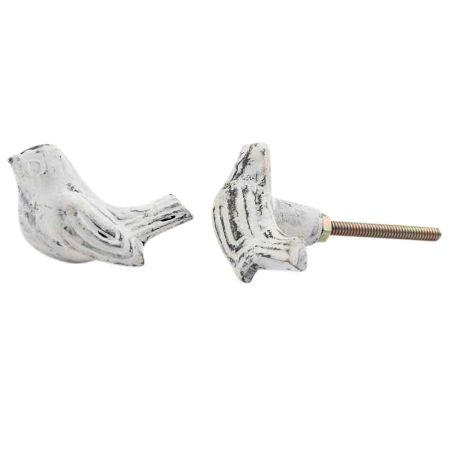 White Bird Metal Drawer Knobs
