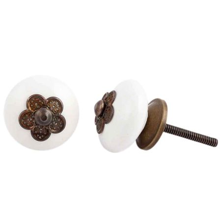 Myosotis White Ceramic Knob