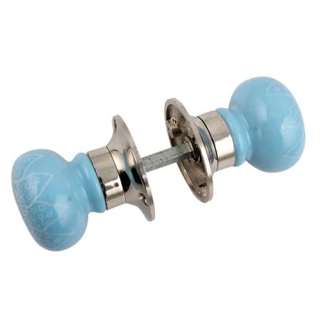 Turquoise Gerbera Flower Mortice Handle 2.25