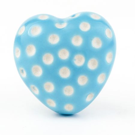 Turquoise Heart Etched Ceramic Knob