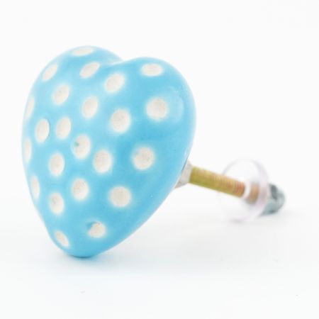 Turquoise Heart Etched Ceramic Knob